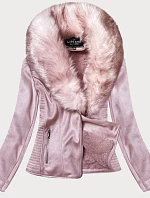 Dámske semišové ramonesky s kožušinou púdrovo ružové (6501big)