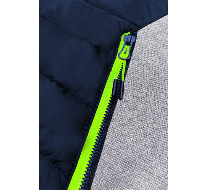 Tmavo modro-šedá športová pánska bunda s reflexnými zipsami (8M908-215)