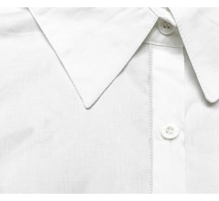 Biela dámska košeľa s krátkymi rukávmi (0332#)