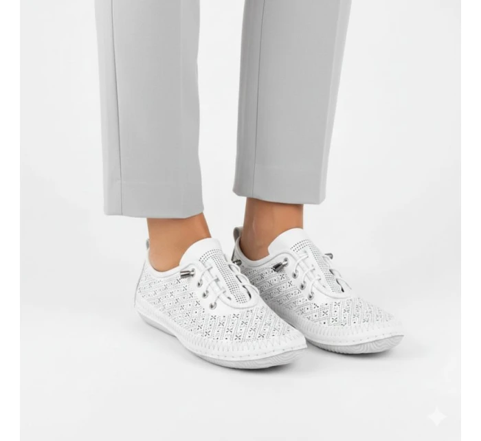 Skórzane damskie białe model 22026005 - T.Sokolski