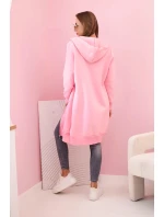 Dámská zateplená mikina s kapucí a zipem světle růžová