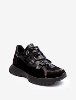 Dámska športová obuv M01/2 Zazoo Black z lakovanej kože