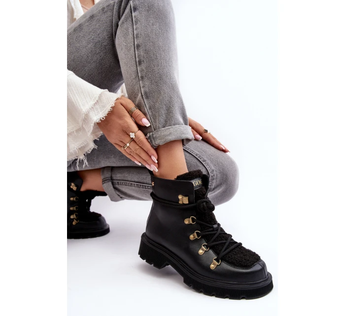 Skórzane Botki Trapery Damskie GOE MM2N4082 Czarne