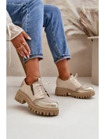 Półbuty Damskie Ze Skóry Naturalnej Beżowe Maciejka 06177-04