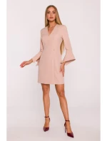 model 21296023 Šaty s širokými manžetami béžové - Moe model 21296023 Šaty s širokými manžetami béžové - Moe