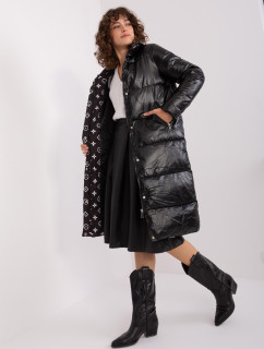 Čierna páperová zimná bunda s prešívaním