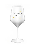 MILUJI VÁNOCE A TAKY VÍNO - bílá nerozbitná sklenice na víno 470 ml