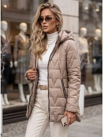 Dámska prešívaná bunda s odnímateľnou kapucňou, béžová, FashionStreet TY5793