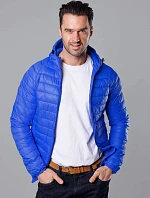 Pánska prešívaná bunda s kapucňou modrá (HM112-40)