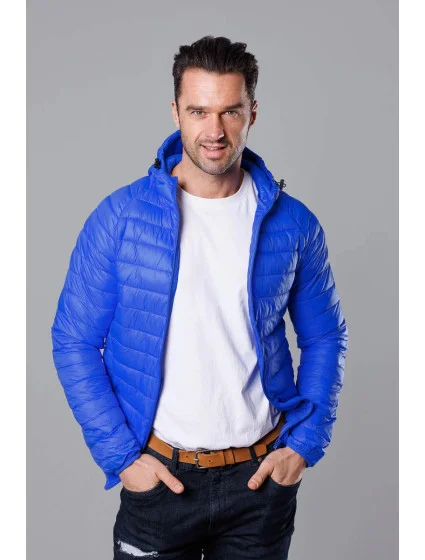 Svetlomodrá prešívaná pánska bunda s kapucňou (HM112-40) Svetlomodrá prešívaná pánska bunda s kapucňou (HM112-40)