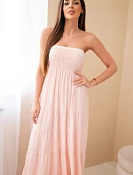 Dámske viskózové šaty s elastickým vrchným dielom púdrovo ružové