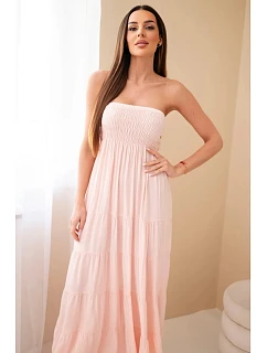 Dámske viskózové šaty s elastickým vrchným dielom púdrovo ružové