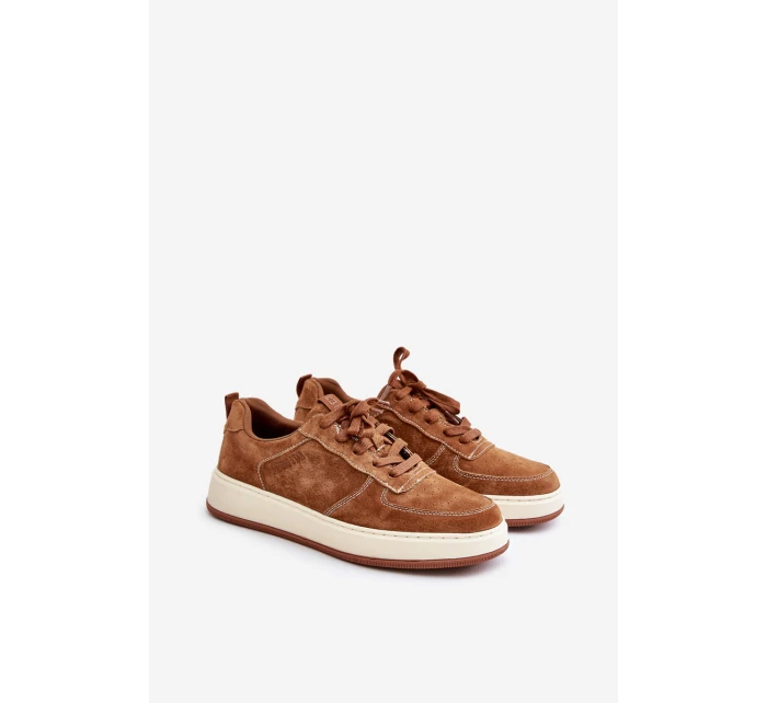 Męskie Sneakersy Na Platformie Zamszowe Big Star OO174014 Brązowe