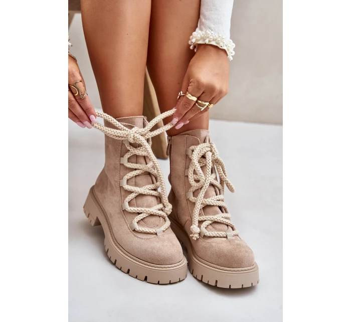 Ocieplane Botki Z Eko Zamszu Na Zamek Jasnobeżowe Caellita Ocieplane Botki Z Eko Zamszu Na Zamek Jasnobeżowe Caellita