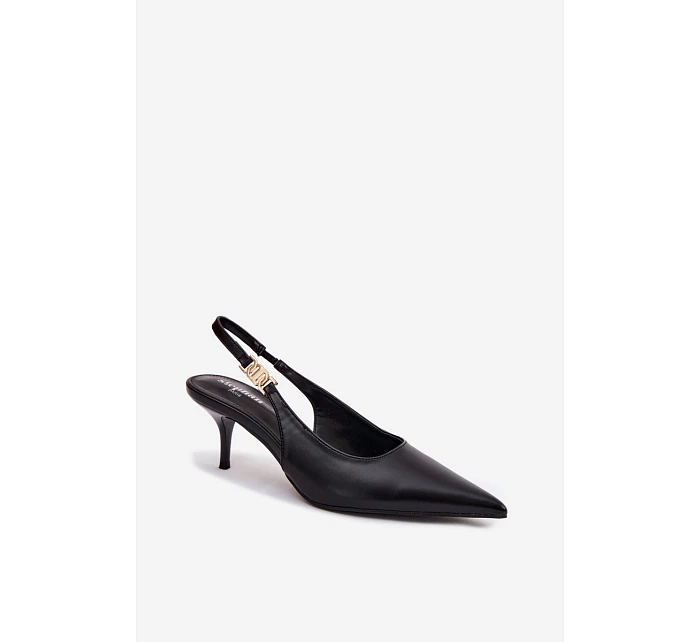 Dámské sandály z umělé kůže na podpatku Černé Jelissey