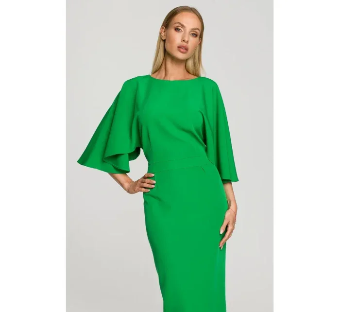 Plášťové šaty s rukávy zelené model 18004281 - Moe