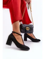 Čierne semišové lodičky na podpätku Raniyah Eco