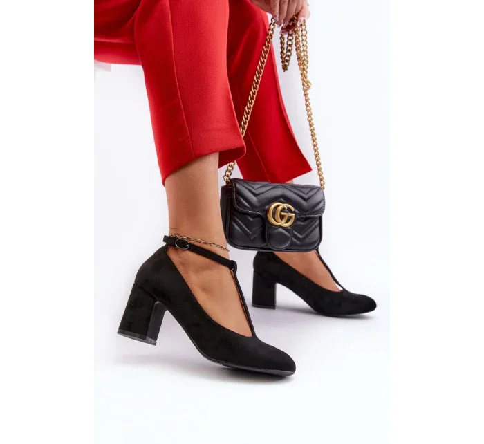 Čierne semišové lodičky na podpätku Raniyah Eco