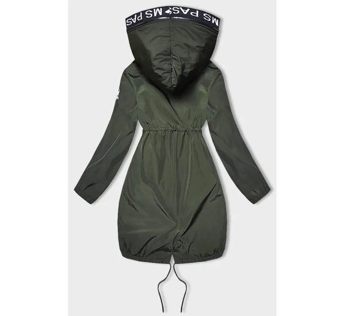 Tenká dámská bunda v barvě khaki s ozdobnou lemovkou model 18319638 - Miss TiTi Tenká dámská bunda v barvě khaki s ozdobnou lemovkou model 18319638 - Miss TiTi