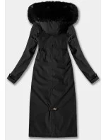 Dámska čierna teplá zimná bunda s dĺžkou po kolená Libland (7643)