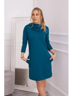 Šaty s kapucňou a vreckami tmavo modré