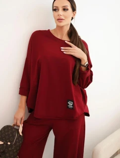 Bavlnená mikina + nohavice tmavá bordová