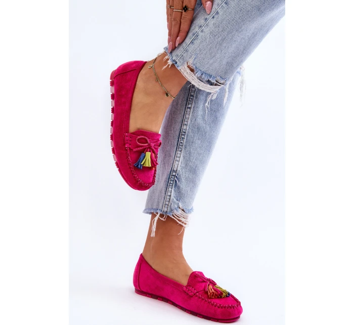 Zamszowe Mokasyny Z Kokardą I Frędzlami Fuksja Dorine Zamszowe Mokasyny Z Kokardą I Frędzlami Fuksja Dorine