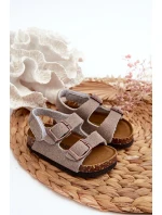 Sandałki Dziecięce Na Korkowej Platformie Zapinane Na Rzep Szare Rorria