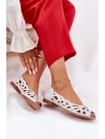 Ażurowe Baleriny Z Odkrytymi Palcami Srebrne Calgis