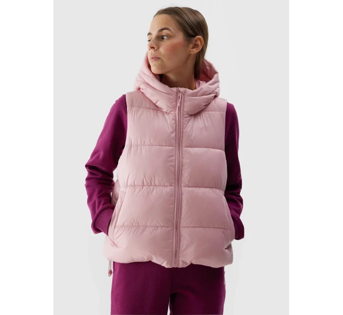 Dámska páperová vesta s výplňou zo syntetického peria 4F - ružová