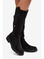 Dámske zateplené čižmy na nízkom podpätku od Delyssa - čierne