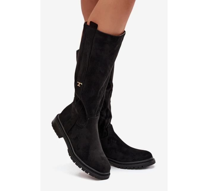 Dámske zateplené čižmy na nízkom podpätku od Delyssa - čierne