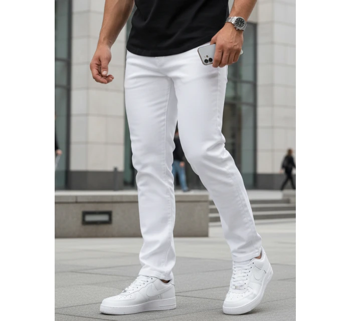 Pánske biele slim fit džínsy FashionStreet UX4477