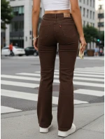 Dámske hnedé džínsy s vysokým pásom FashionStreet UY2910