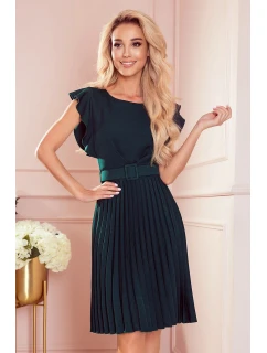 396-3 LAYLA Plisované šaty s opaskom - BOTTLE GREEN