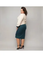 Béžovo-tmavozelené šaty s pletenou blúzkou (682)