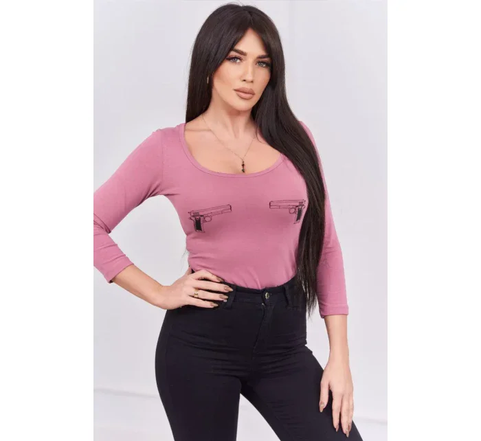 model 18746060 body s potiskem pistole tmavě růžové - K-Fashion
