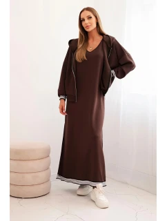 Dámský komplet s viskózou se  a dlouhou hnědý model 21268141 - K-Fashion