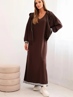 Dámský komplet s viskózou se  a dlouhou hnědý model 21268141 - K-Fashion