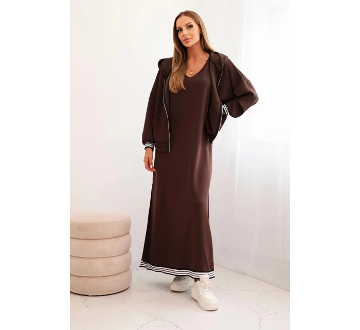 Dámský komplet s viskózou se  a dlouhou hnědý model 21268141 - K-Fashion