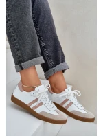 Zazoo N1068 Skórzane Niskie Sneakersy Damskie Beżowe