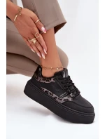 Damskie Sneakersy Na Platformie Big Star SS274358 Panterka Czarne Damskie Sneakersy Na Platformie Big Star SS274358 Panterka Czarne