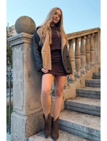 dámské kožené boty z přírodního semiše čokoládové model 21713714 - Boto