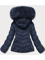 Tmavomodrá krátka dámska zimná bunda (TY043-2)