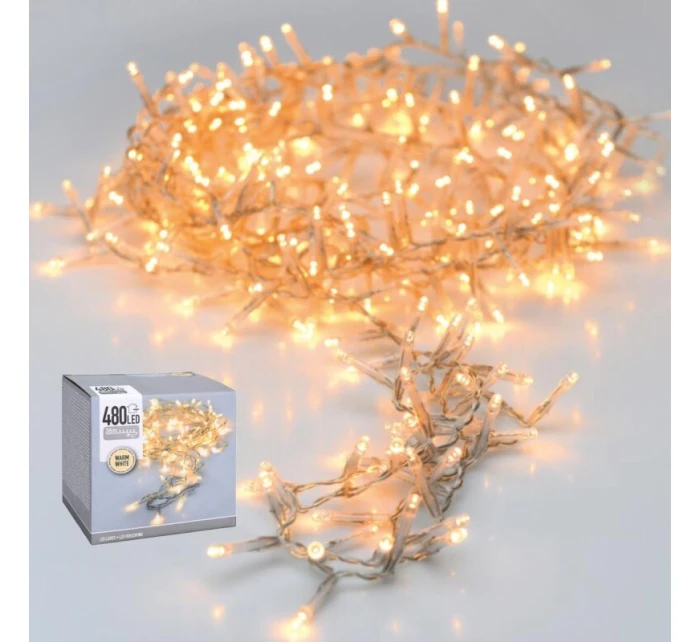 VIANOČNÝ STROMČEK SVETELNÁ REŤAZ 480 VIEDOL ČASOVAČ TEPLÁ BIELA PRIEHĽADNÝ DRÔT