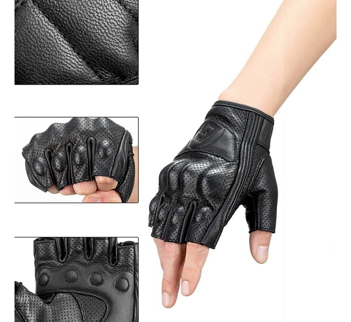 Rockbros Rukavice na motorku 16220006003 L kožené - čierne