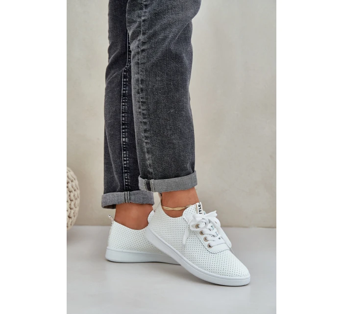 Dámské Ažurové Šněrovací Tenisky Světle Béžové model 21684935 - Boto Dámské Ažurové Šněrovací Tenisky Světle Béžové model 21684935 - Boto