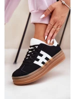 Sneakersy Damskie Na Platformie Czarne Syliyana