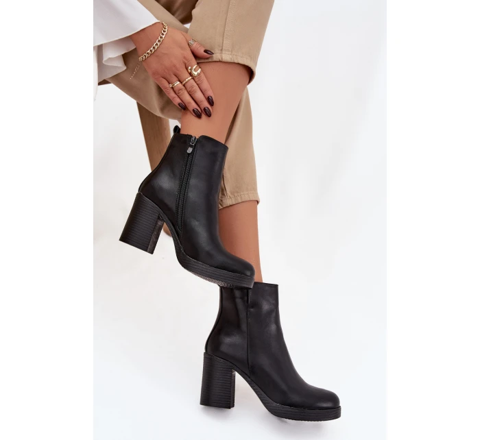Dámské kozačky na podpatku černé Ryselle