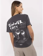 T shirt model 21153801 grafitowy - FPrice T shirt model 21153801 grafitowy - FPrice